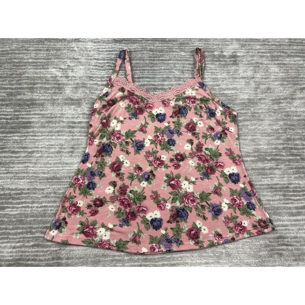 Bloomchic Top Womens 10 Pink‎ Floral Sleeveless Lace Accent Adustable Strap